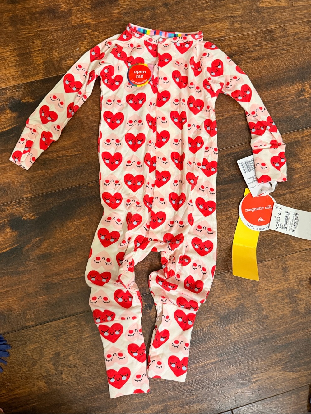 Magnetic Me Red Heart Print Pink Infant Magnetic One-Piece